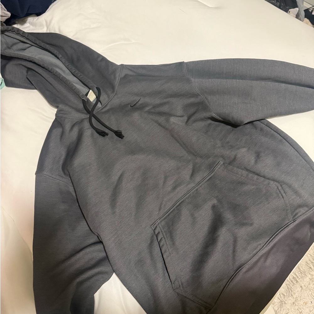 Nike Gray Therma-FIT Hoodie with Black Drawstrings